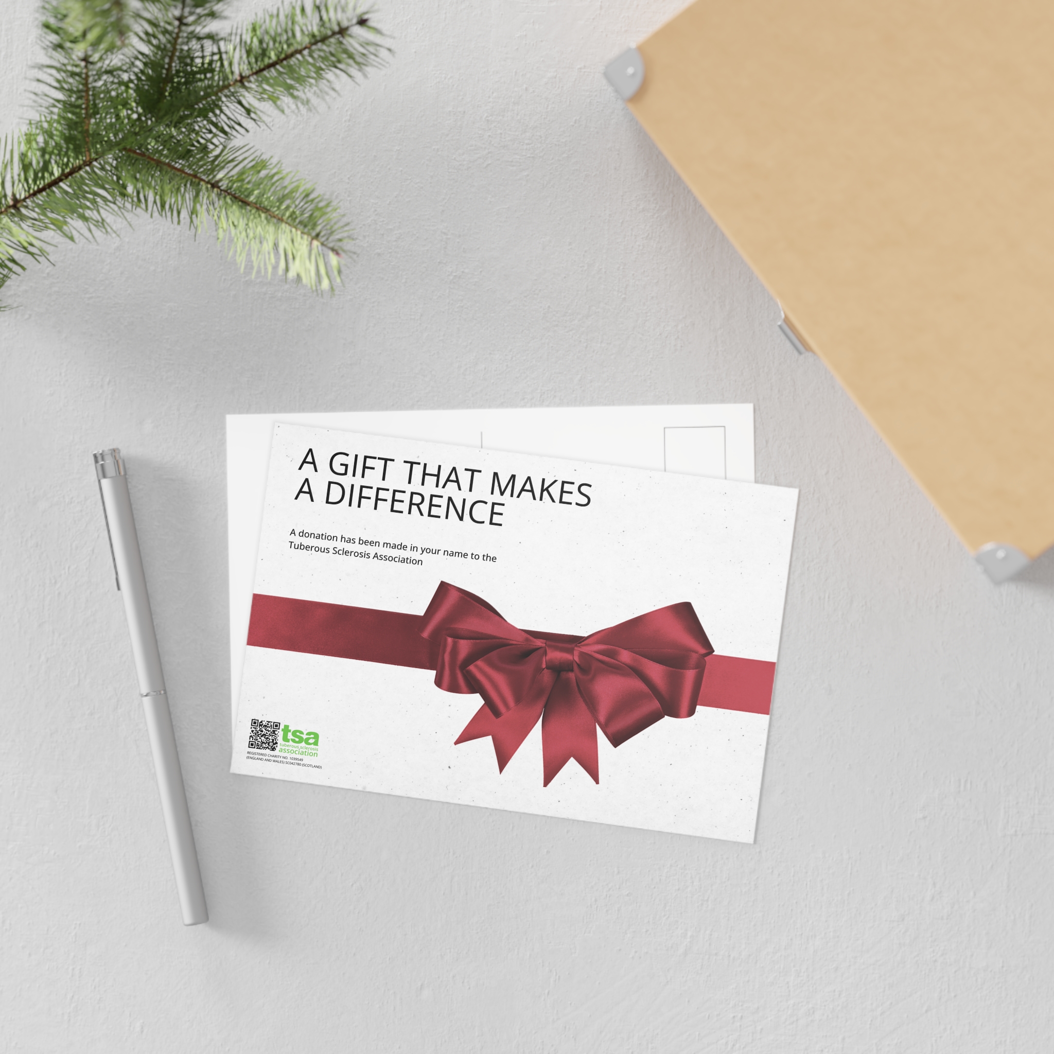 TSA Donation Postcard - Gift Bow Red - Image 3