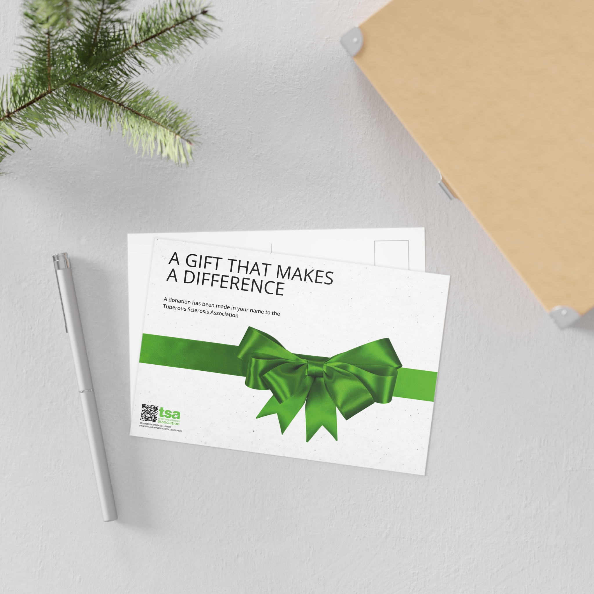 TSA Donation Postcard - Gift Bow Green - Image 3