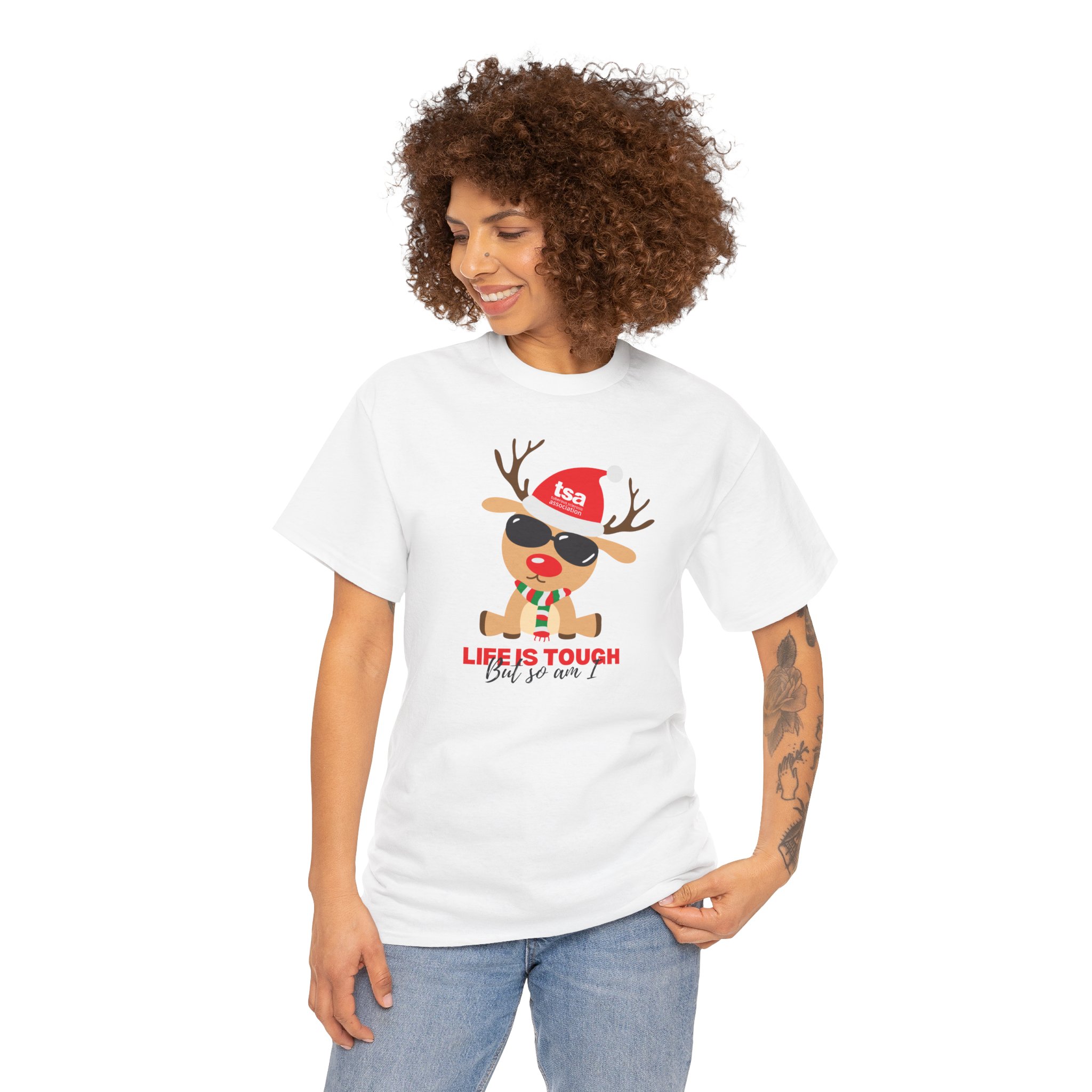 TSA Unisex Heavy Cotton Tee - Christmas Reindeer - Image 4